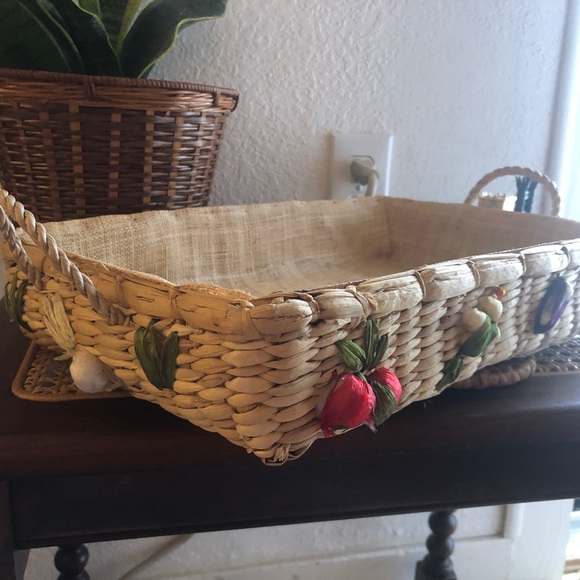 Hand Crafted Kitchen Vintage Woven Raffia Rattan Pryrex Casserole